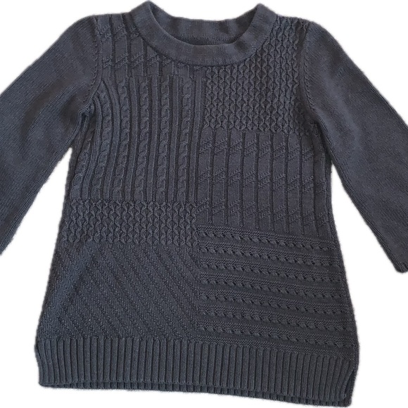 Karen Scott Gray Crew Neck Sweater with Textured Knit Patterns - Picture 1 of 3